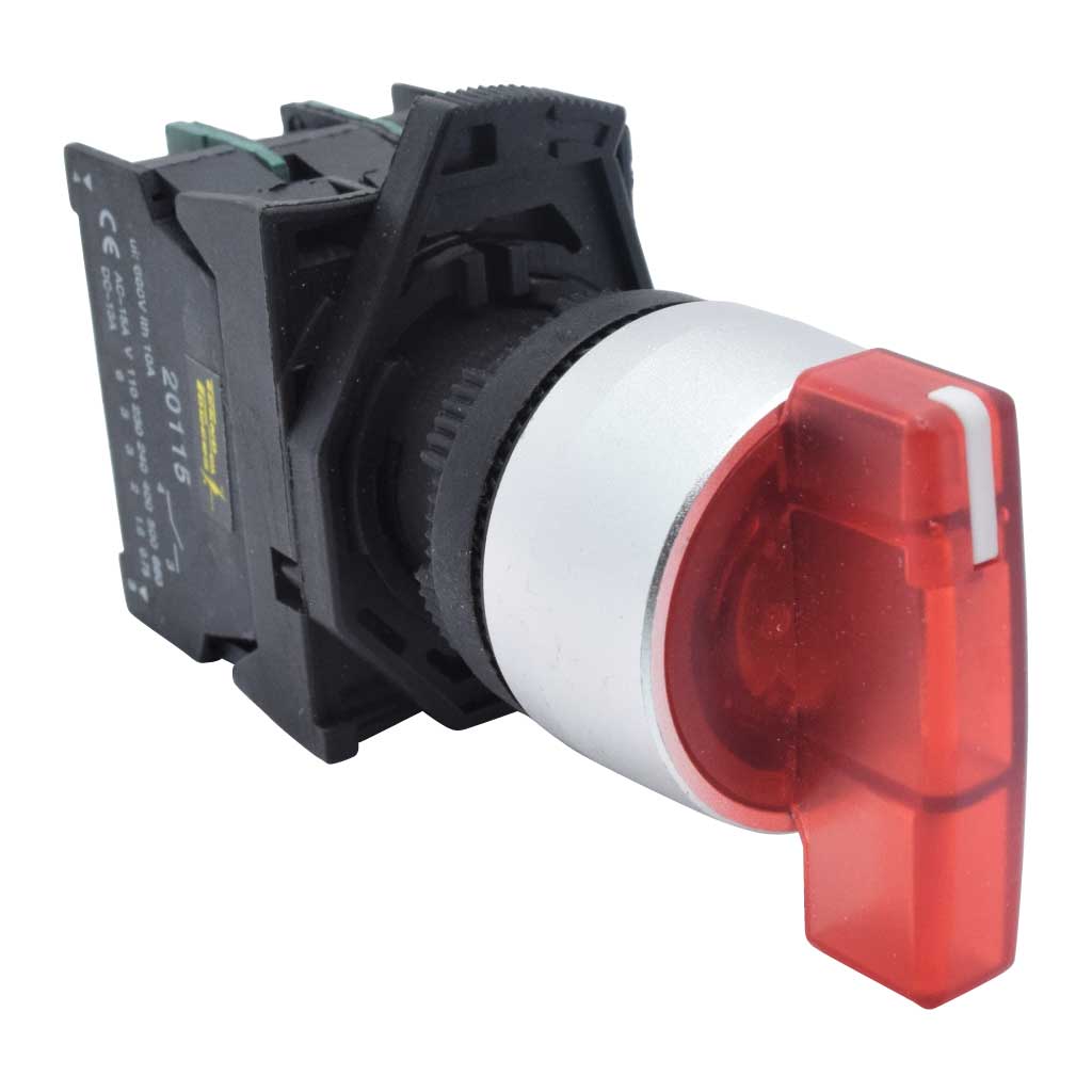 BKJ3465 — SELECTOR 3 POS.2NA/1NC 22mm LED ROJO CAPACIDAD DE CONTACTOS MANETA LARGA CA110-660/15A, CD110/6A *NO SON A PRUEBA DE EXPLOSION*