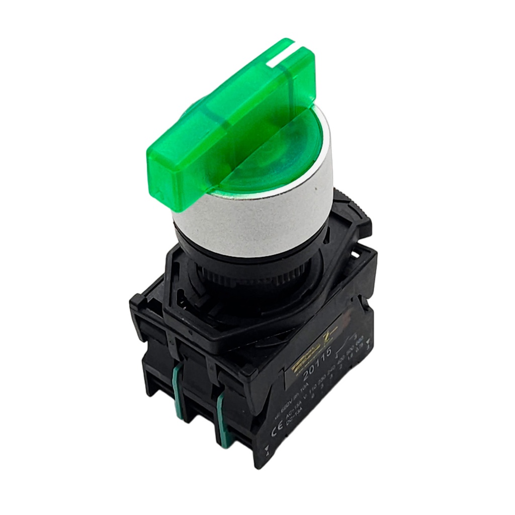 BKJ3365 — SELECTOR 3 POS.2NA/1NC 22mm LED VERDE CAPACIDAD DE CONTACTOS MANETA LARGA CA110-660/15A, CD110/6A *NO SON A PRUEBA DE EXPLOSION*