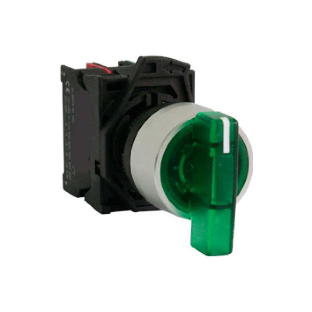 BKJ3365 — SELECTOR 3 POS.2NA/1NC 22mm LED VERDE CAPACIDAD DE CONTACTOS MANETA LARGA CA110-660/15A, CD110/6A *NO SON A PRUEBA DE EXPLOSION*