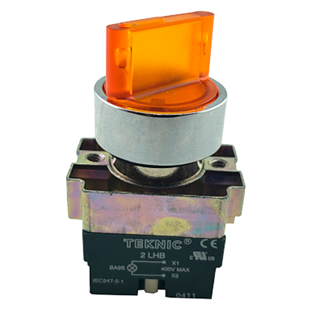 2ASL5LB-1-400 — SELECTOR ILUMINADO 2POS. FIJAS NO INCLUYELED 6, 12, 24, 48, 110, 230VCA/CD #MCB95*** (***=V) 