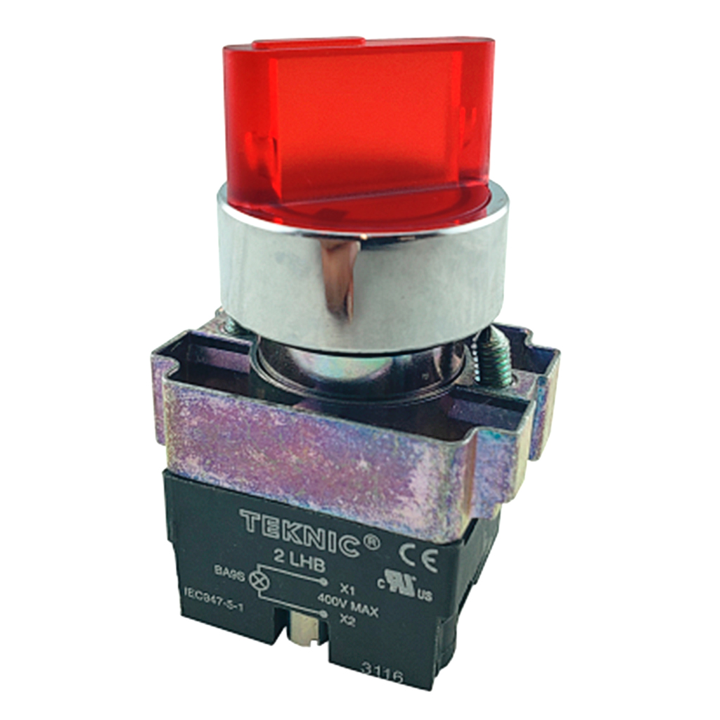 2ASL4LB-4-400 — SELECTOR ILUMINADO 3POS.CON RET.NO INCLUYE LED 6, 12, 24, 48, 110, 230VCA/CD #MCB94*** (***=VO) 