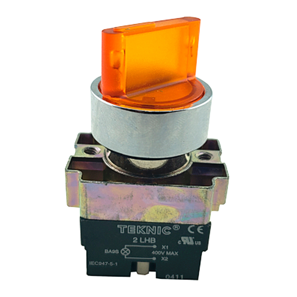 2ASL5LB-4-400 — SELECTOR ILUMINADO 3POS.CON RET.NO INCLUYE LED 6, 12, 24, 48, 110, 230VACON CD #MCB95*** (***=VO) 