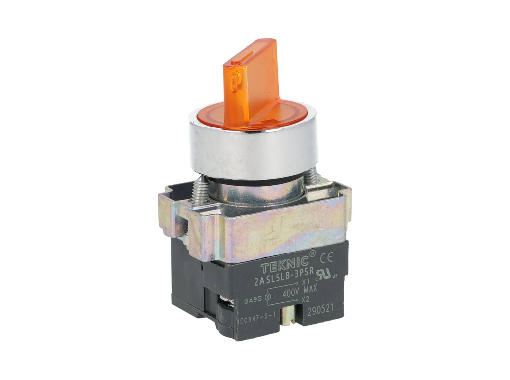 2ASL5LB-4-400 — SELECTOR ILUMINADO 3POS.CON RET.NO INCLUYE LED 6, 12, 24, 48, 110, 230VACON CD #MCB95*** (***=VO) 
