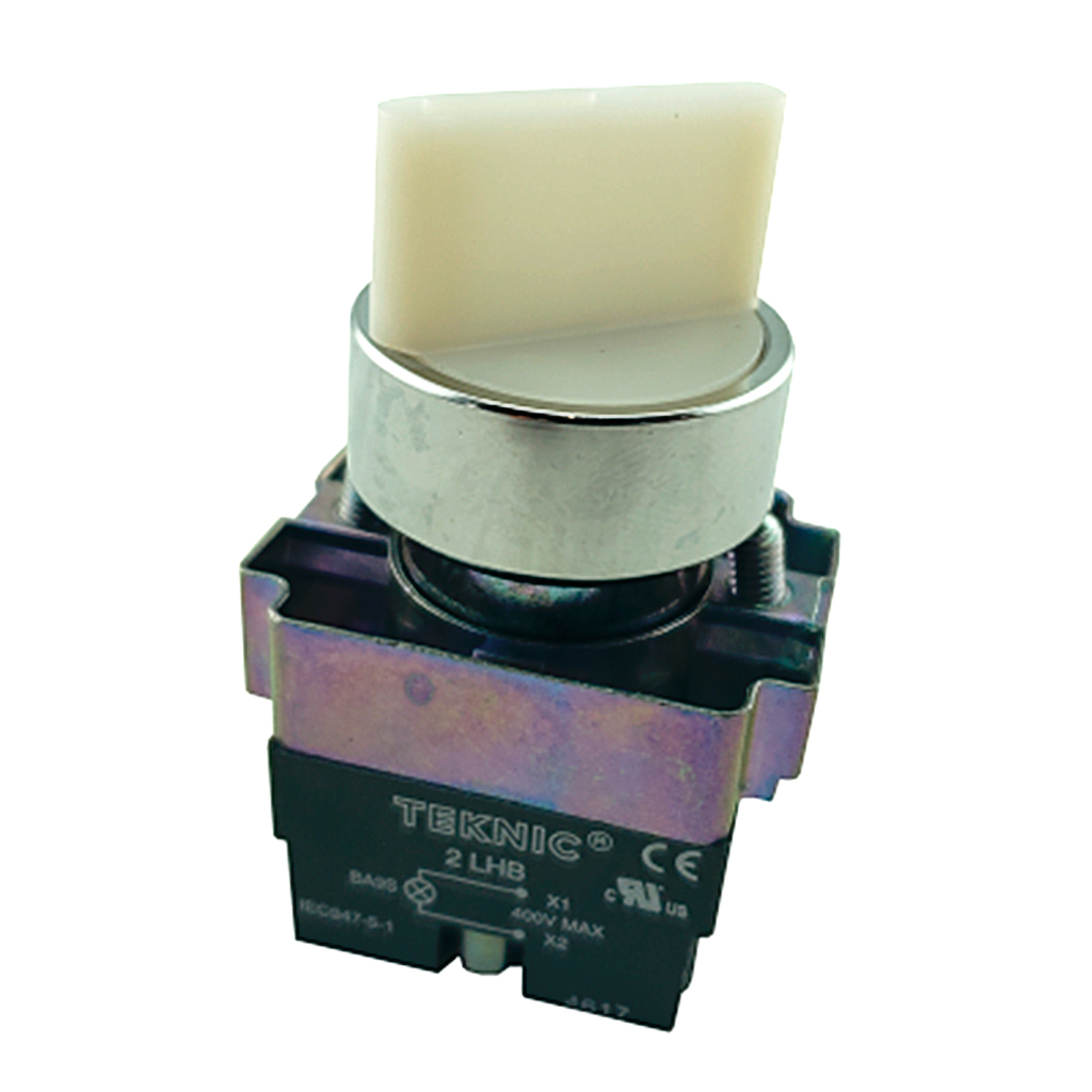 2ASL1LB-4-400 — SELECTOR ILUMINADO 3POS.CON RETNO INCLUYE LED 6, 12, 24, 48, 110, 230VCA/CD #MCB91*** (***=VOL) 