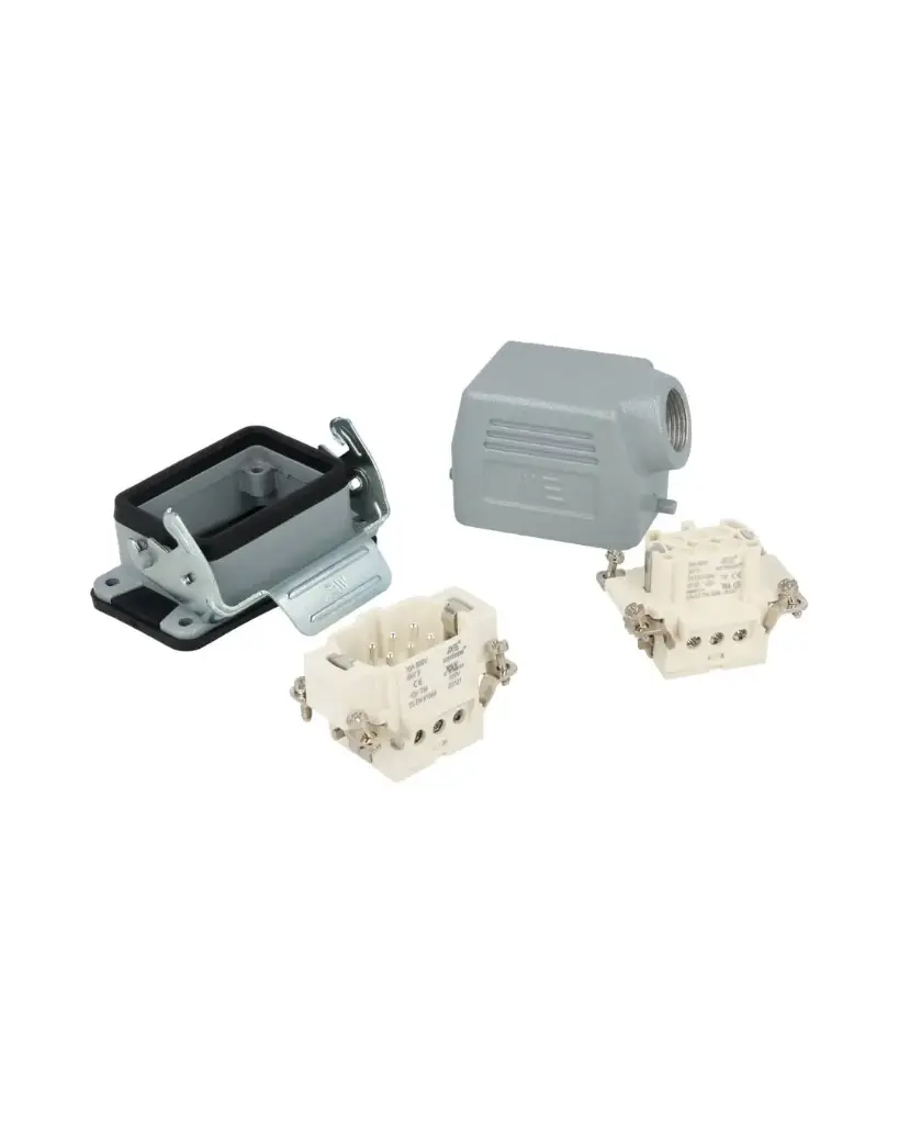 CISET6PM — SET CONECTOR IND, MACHO HEMBRA 6 POLOS+TIERRA, M20, 90°, 16AMP. 450VCA