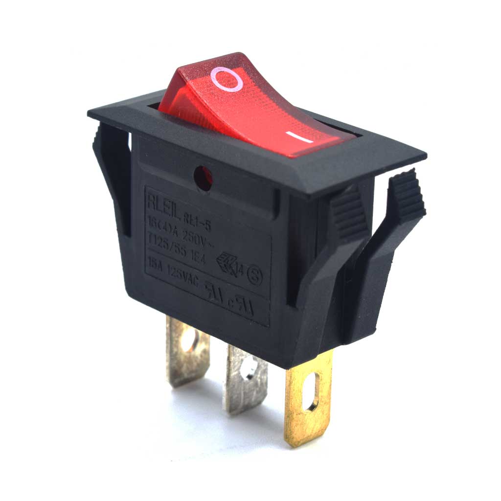 TP-RL1-611-N12V — SWITCH 1P ON-OFF 16A 250VCA ILUMINADO ROJO 12V3 TERMINALES 28X13.5mm