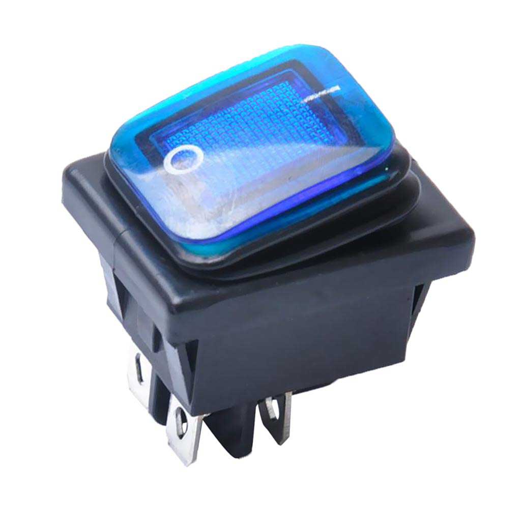 TP-T85-BL — SWITCH ILUMINADO AZUL 2P1T LED, 110VCA, 30A/250VCA, IP67, SELLADO, 30X22mm