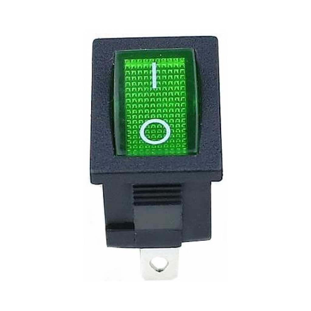 TP-KCD-GL — SWITCH ILUMINADO VERDE 1P 1T, 6A/250VCA, 10A/125VCA, 12.5X18mm 4 TERMINALES CICLOS: 10, 000