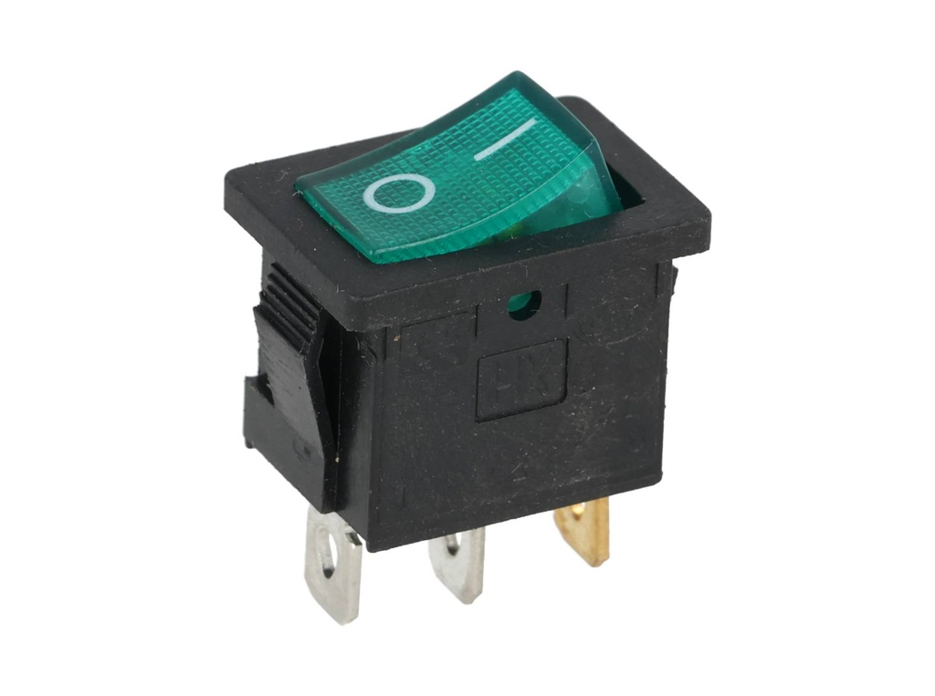 TP-KCD-GL — SWITCH ILUMINADO VERDE 1P 1T, 6A/250VCA, 10A/125VCA, 12.5X18mm 4 TERMINALES CICLOS: 10, 000