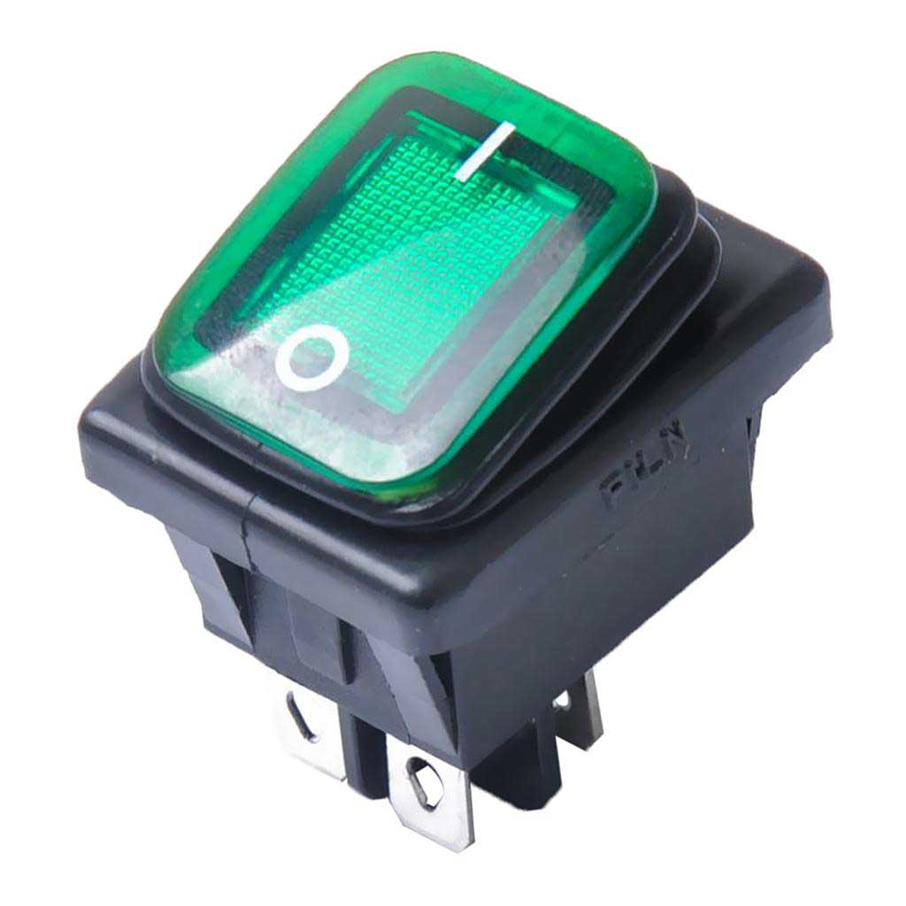 TP-T85-GL — SWITCH ILUMINADO VERDE 2P1T, LED 110VCA30A/250VCA, IP67, SELLADO, 30X22mm