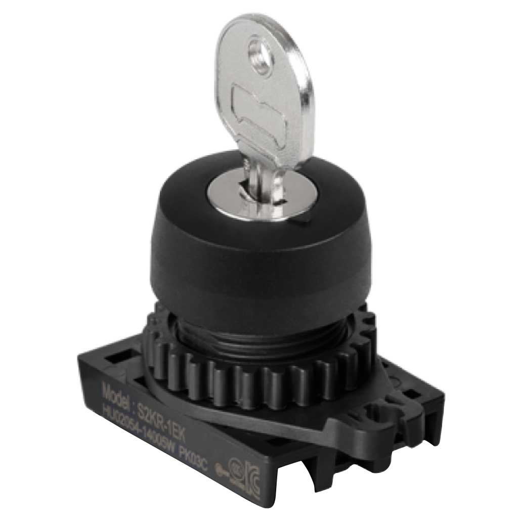 S2KR-1EK — SWITCH SELECTOR CON LLAVE, ,  22mm 2 POS. MOMENTANEO, QUITAR LLAVE AL CENTRO