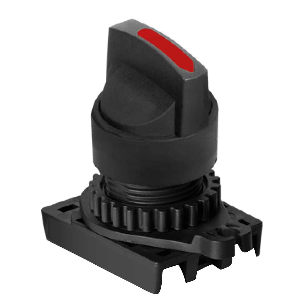 S2SR-S3R — SWITCH SELECTOR ROJO MANIJA CORTA, 22mm, 2 POSICIONES MANTENIDO