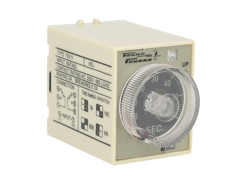 TP-T1-6M-110VA — TEMPORIZADOR A ON DELAY 1S/10S/60S/6M8PIN 3A/110VCA
