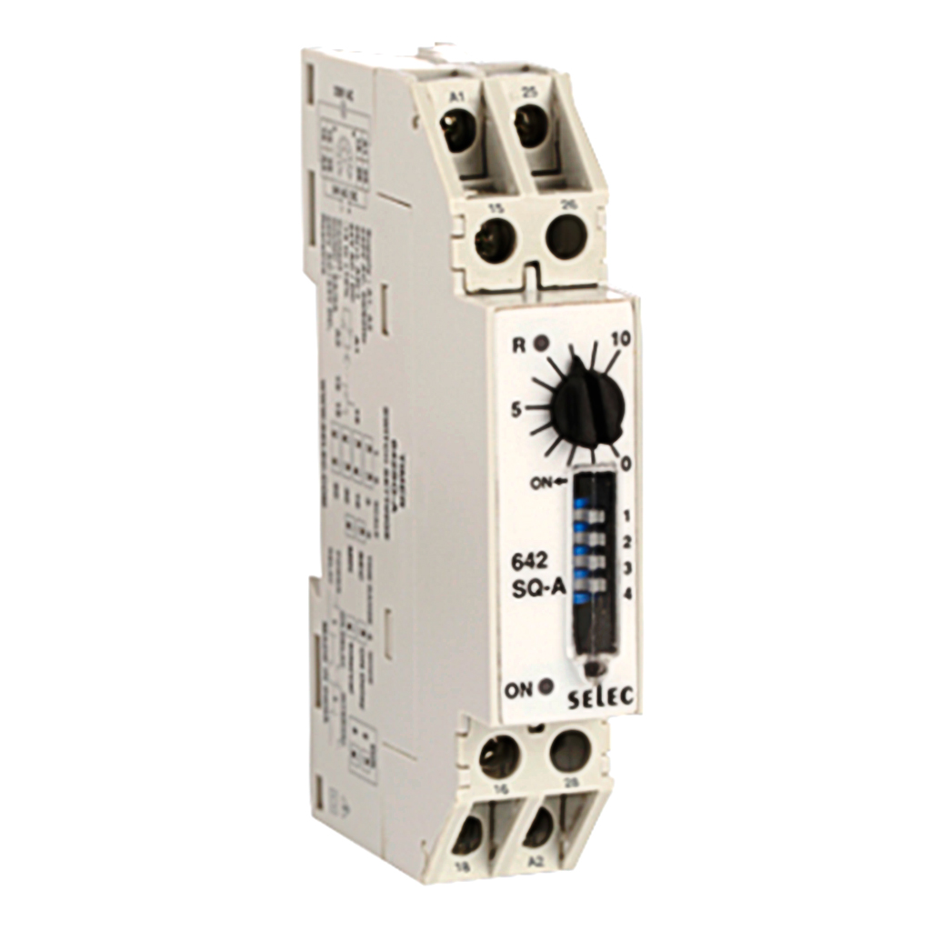 642SQ-110 — TEMPORIZADOR RIEL DIN 110VCA+24VCA/CD