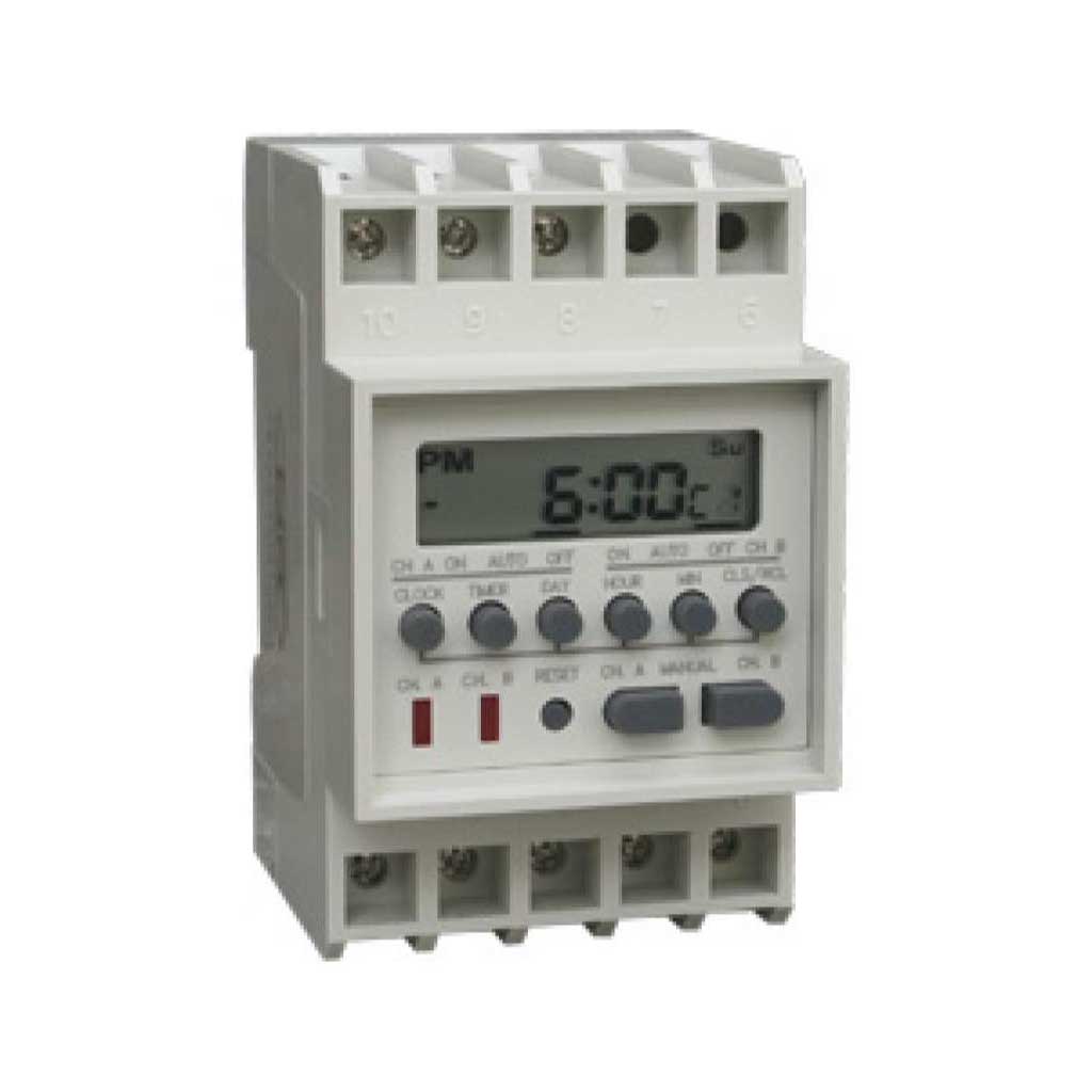 TP-TM812M-1 — TIMER D SEMANAL, 110VCA, 2 CANALES, 4/ON-OFF, 3/ON-OFF, 16AMP.BAT.RESP.38H, DIN RIEL