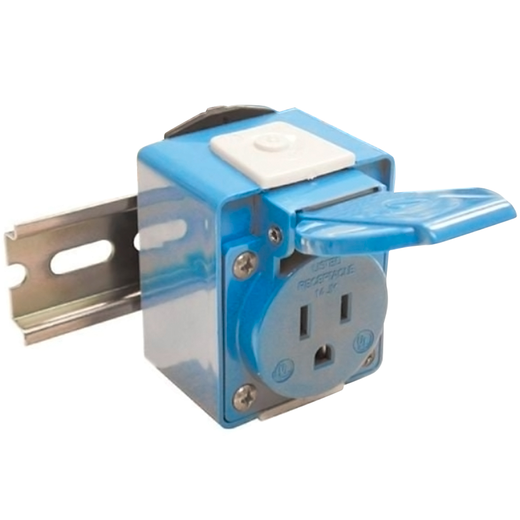 DMRBU — TOMA CORRIENTE COLOR AZUL MONTAJE RIEL