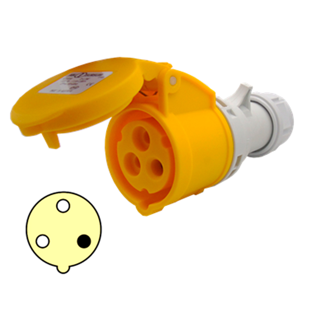 K31S10 — TOMA TIPO GLANDULA 16AMP 100-130V 2P+T, PROTECCION IP44