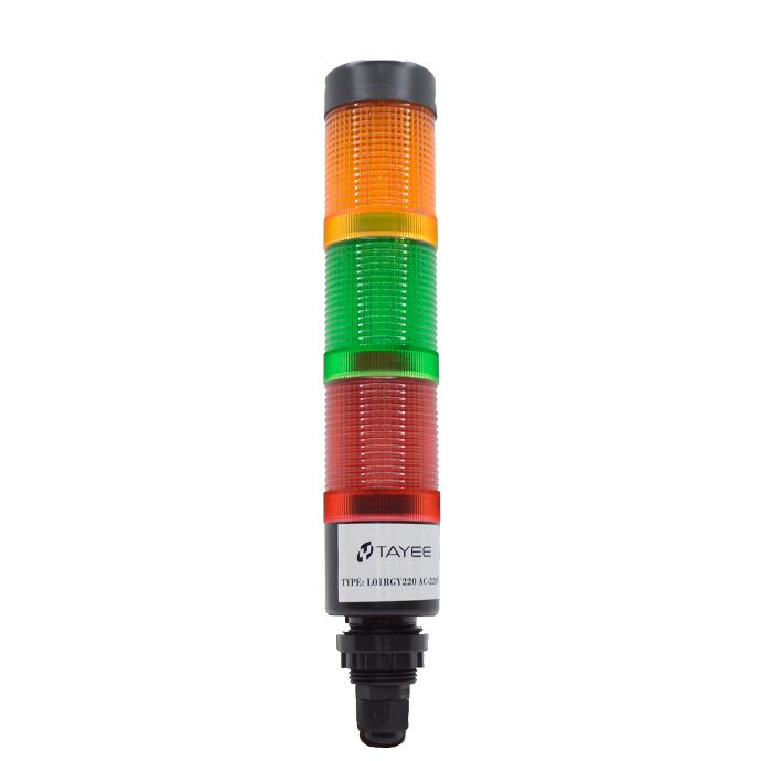 L01RGY220 — TORRETA 36mm LED220VCA VERDE, AMARILLO, VERDE (FIJOS) DIAMETRO BASE 22mm