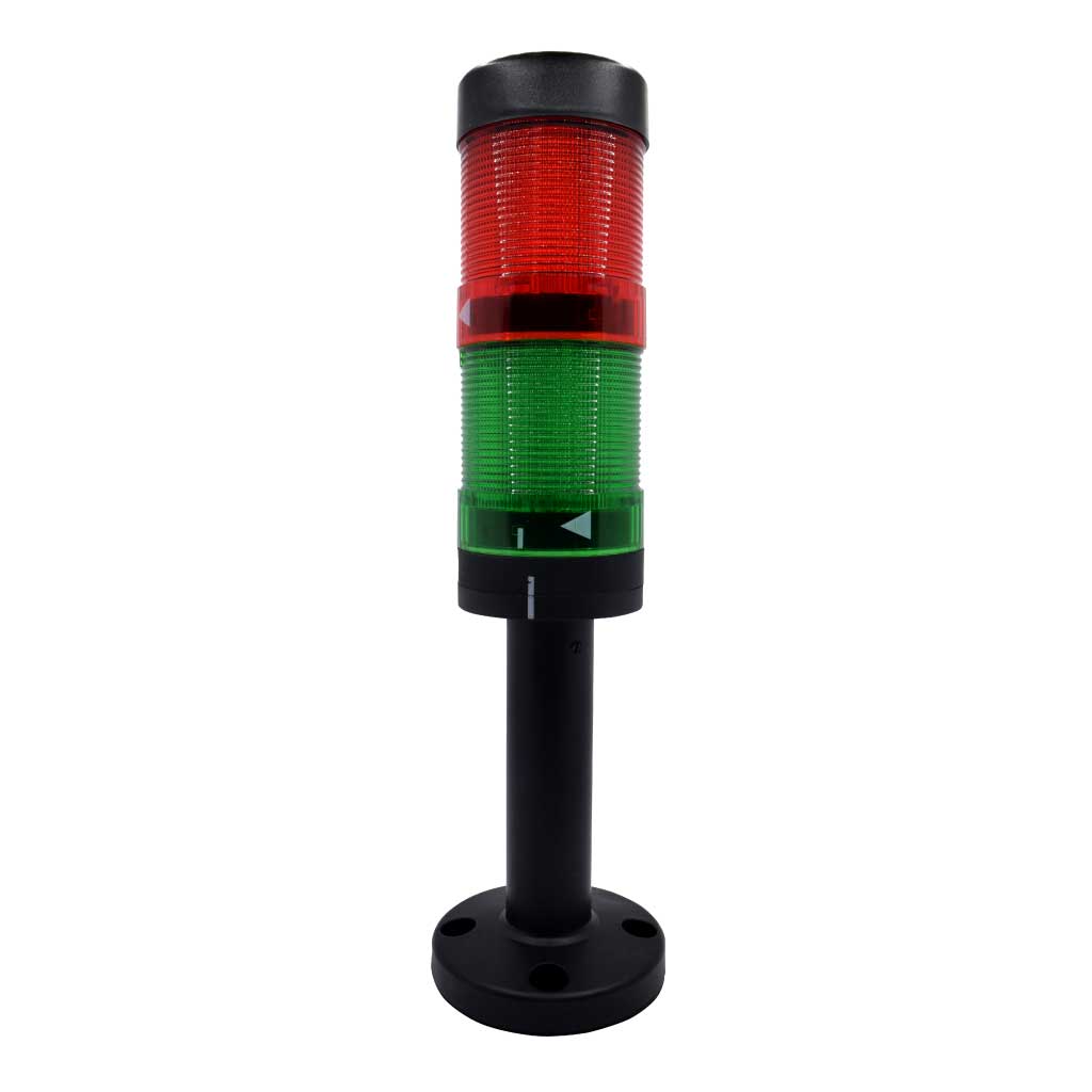 501-L01RG110 — TORRETA 50mm 110VCA LED FIJO ROJO, VERDECON BASE Y POSTE 11CMS, NO BUZZER JD502110