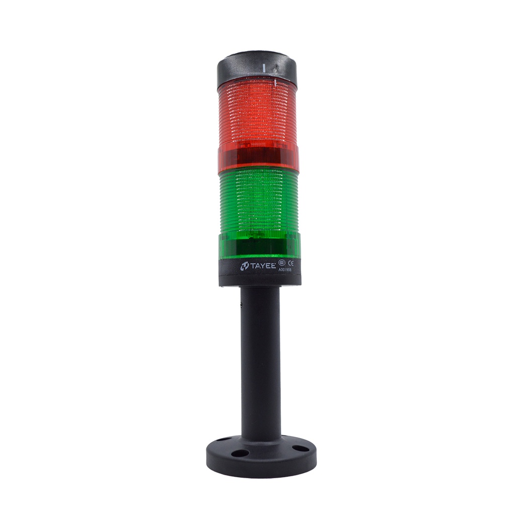 501-L01RG024 — TORRETA 50mm 24VCA/CD LED FIJO ROJO, VERDE, CON BASE Y POSTE 11CMS, NO BUZZER JD50204