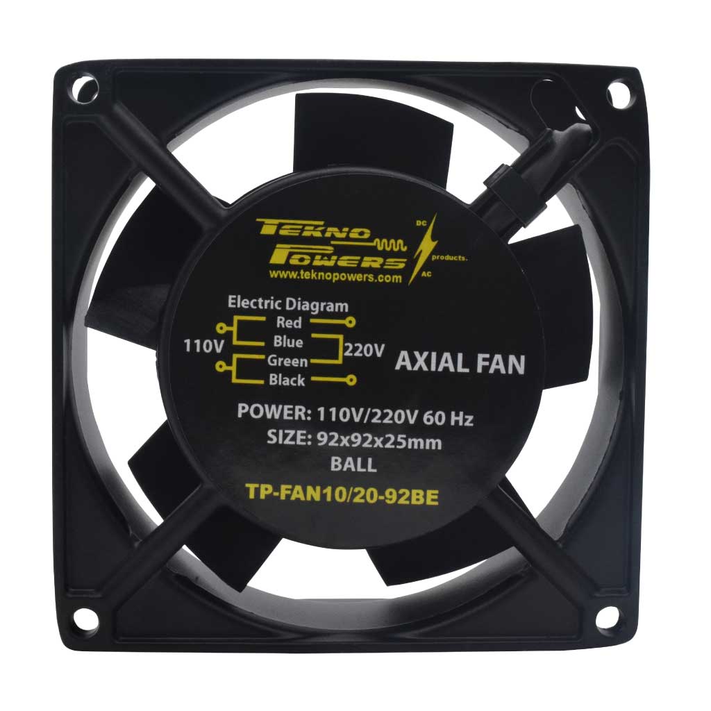 TP-FAN10/20-92BE — VENTILADOR CON BALERO 110/220VCA 92X92X25mm, RPM2300-2800, CFM28-34, REJILLA 92PARA 92M (NO INCLUIDA) 