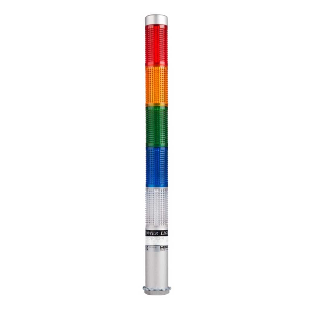 PLDS-501-RYGBC — TORRETA IND CON LED 25mm 12VCA/CD ROJO/AMARILLO/VERDE/AZUL/BLANCO POSTE 65mm