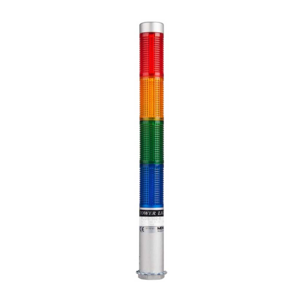 PLDS-402-RYGB — TORRETA IND CON LED 25mm 24VCA/CD ROJO/AMARILLO/VERDE/AZUL