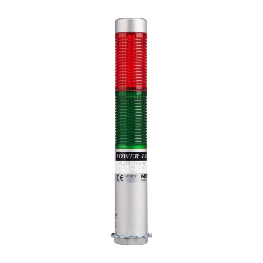 PLDS-202-RG — TORRETA IND CON LED 25mm 24VCA/CD ROJO/VERDE POSTE 51mm