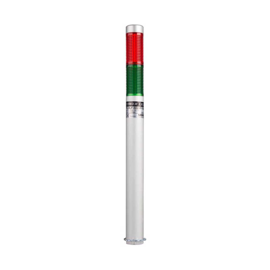 PLDLF-202-RG — TORRETA IND CON LED 25mm FLASH 24VCA/CD ROJO/VERDE POSTE 200mm