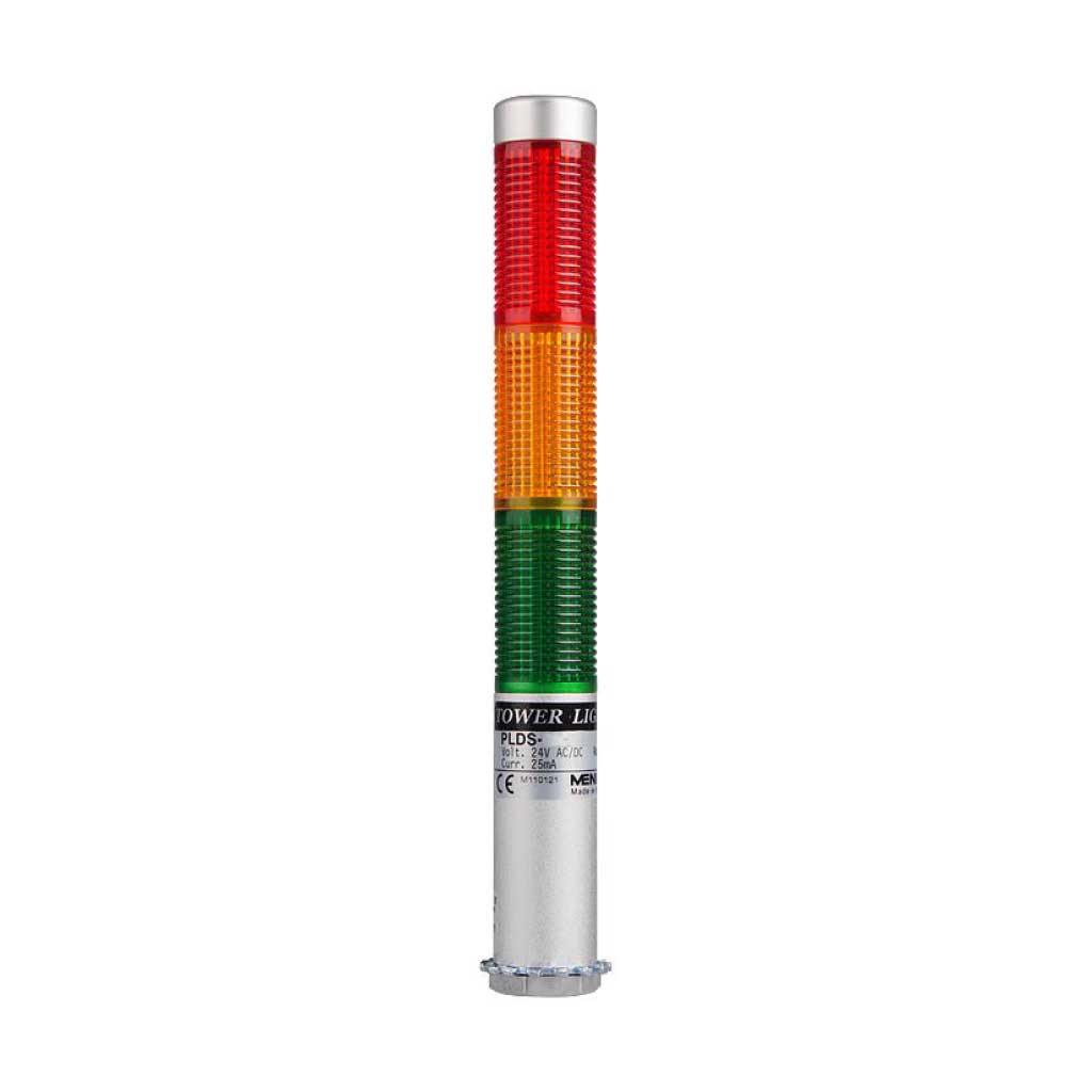 PLDS-302-RYG — TORRETA INDUSTRIAL CON LEDS 25mm 24VCD (VERDE, AMARILLO, ROJO) 