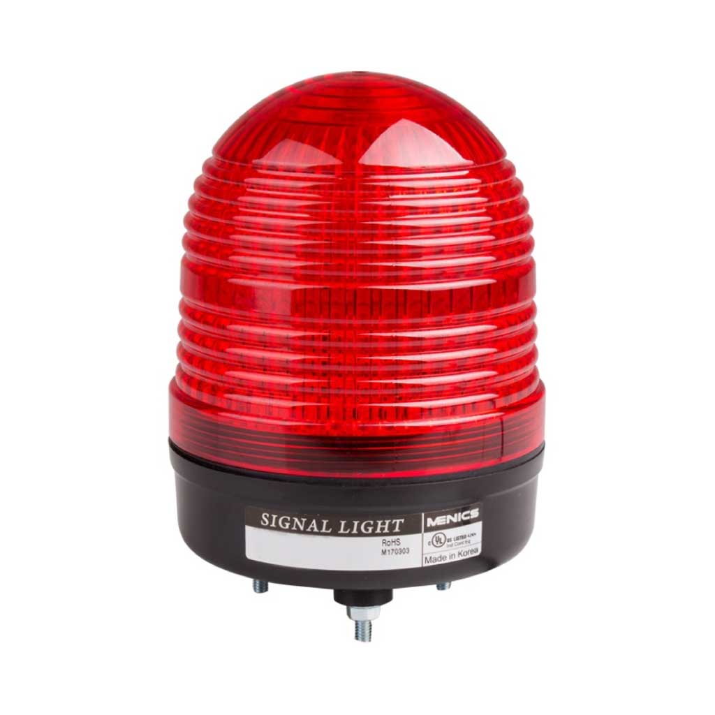 MS86T-R00-R — FAROLA ROJA, LED DE ALTA INTENSIDAD, CONSTANTE, INTERMITENTE Y ROTACION, 12-24VCA/CD 86mm