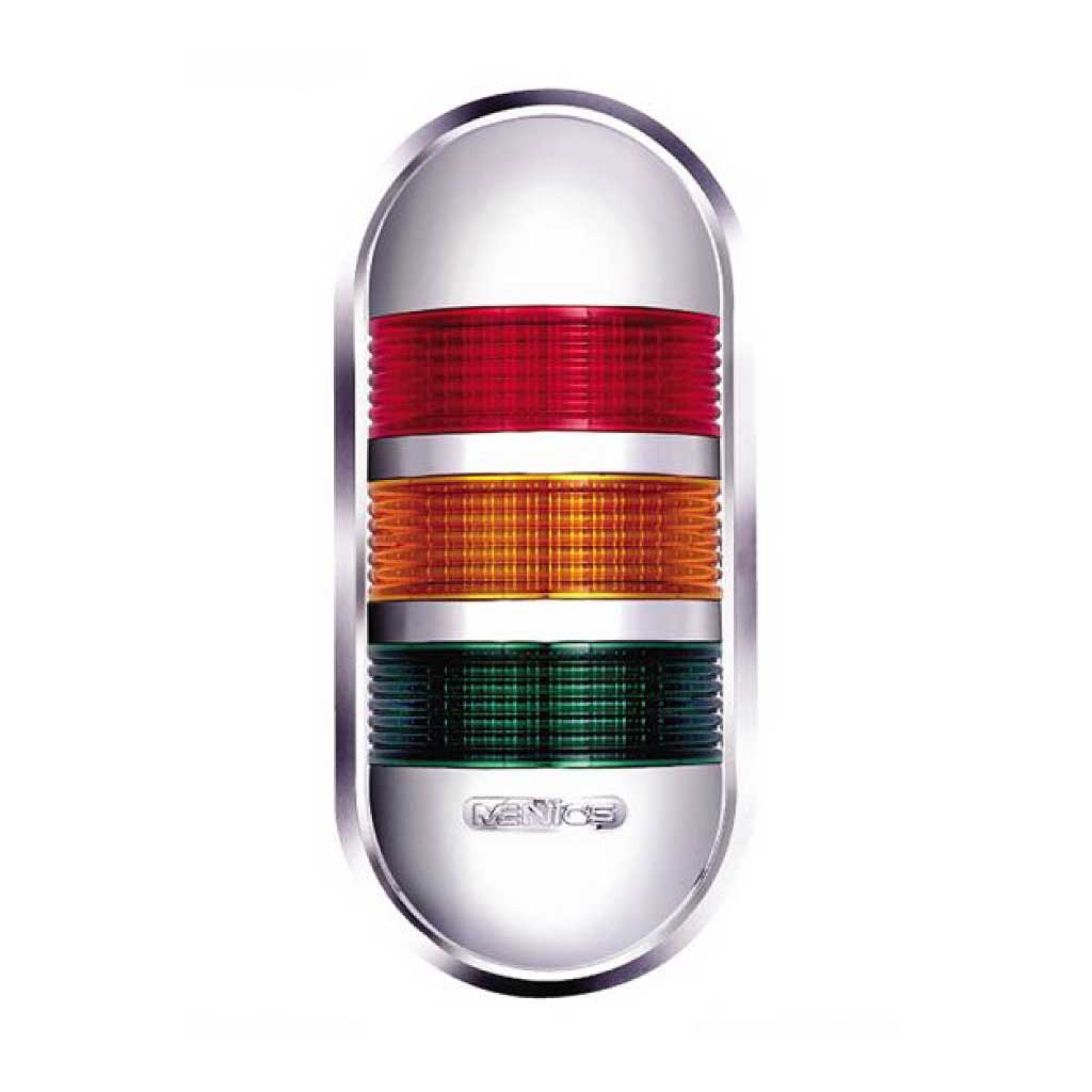 PWECF-302-RYG — FAROLA DE PARED ROJO, AMARILLO, VERDE CON FLASH 24VCA/CD