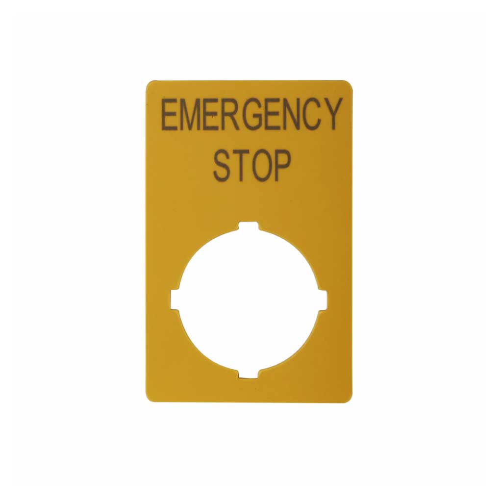 M22-XZK-GB99 — PLACA DE LEYENDA, BOTON PULSADOR MODULARM 22mm, PARO DE EMERGENCIA