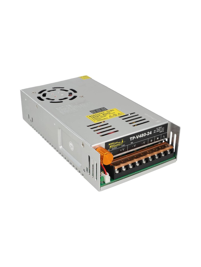 TP-V480-24 — FUENTE VARIABLE 480W/20A, 0-24VCD, VOLTAJE ENTRADA 100/240VCA, CON DISPLAY INDICADOR, MEDIDA: 215X114X49mm