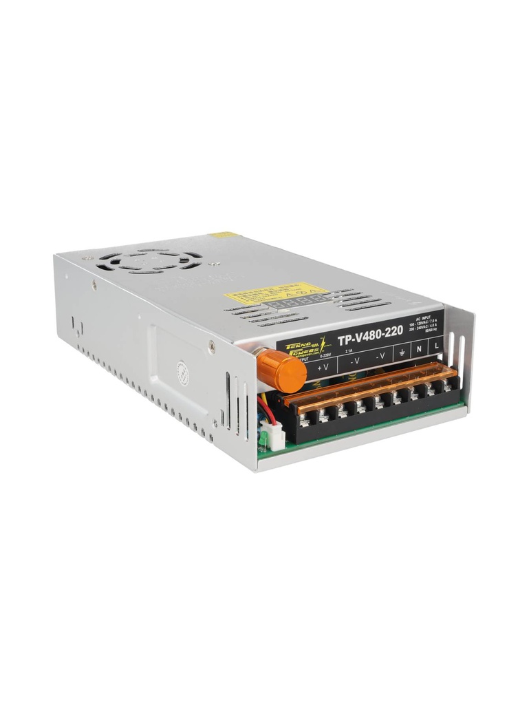 TP-V480-220 — FUENTE VARIABLE 480W/2A, 0-220VCD, VOLTAJE ENTRADA 100-120V/200/240V, CON DISPLAY INDICADOR, MEDIDA: 215X114X49mm