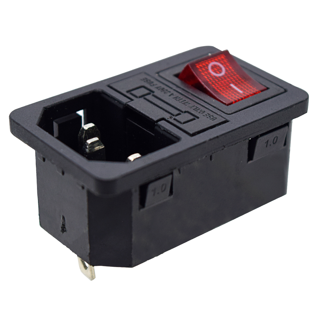 TP-CF-R — INTERRUPTOR CON FUSIBLE Y CONECTOR PARA GABINETE. 125VCA/10AMP. COLOR ROJO