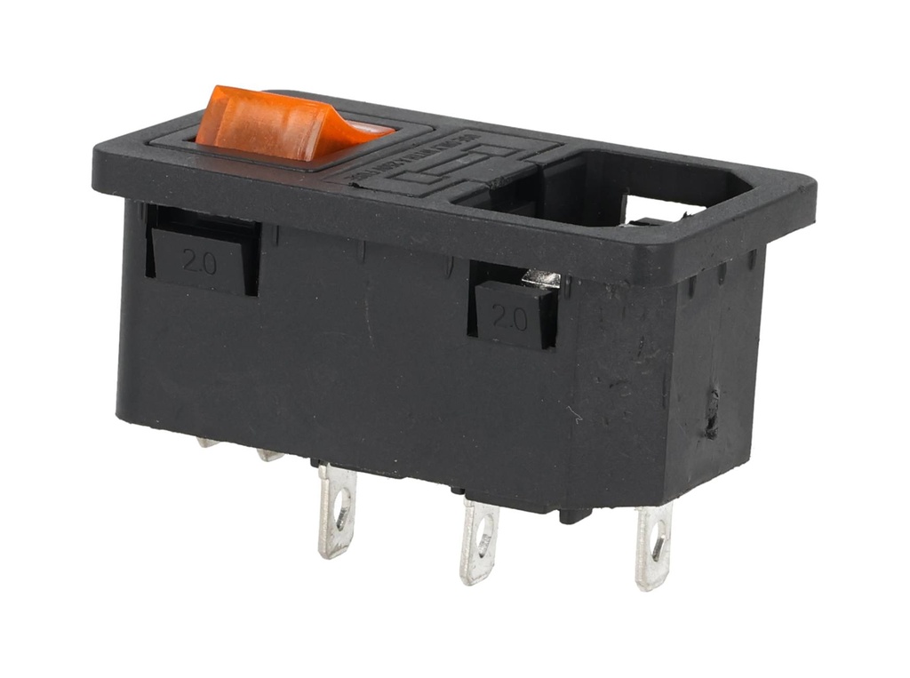 TP-CF-Y — INTERRUPTOR CON FUSIBLE Y CONECTOR PARA GABINETE 125VCA/10AMP COLOR AMARIILLO