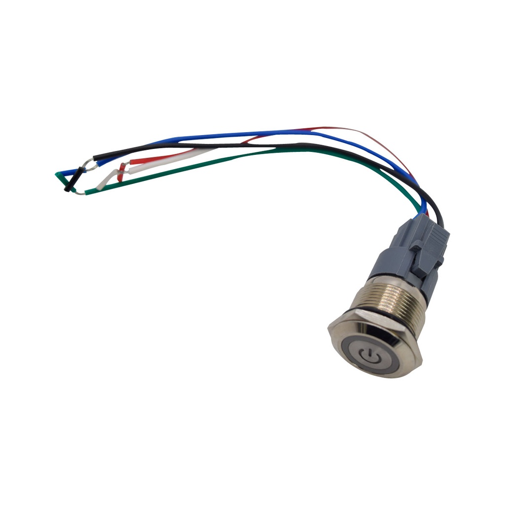 TP-ML19-PR12-24 — INTERRUPTOR METALICO 19mm 12-24V ON-OFF, CON SIMBOLO AZUL Y CONECTOR