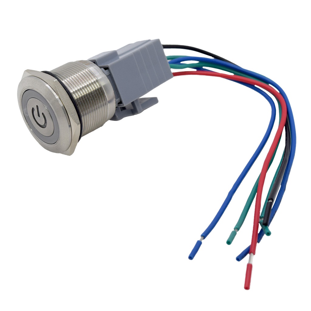 TP-ML25-PR110 — INTERRUPTOR METALICO 25mm 110V ON-OFF2P2T (SIMBOLO POWER) 