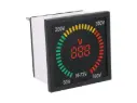 N72V — VOLTIMETRO ANALOGO/DIGITAL 50-500VCA, ALIMENTACION, PRECISION 2%, 73 X 73 X 52mm, PERFORACION 67 X 67mm