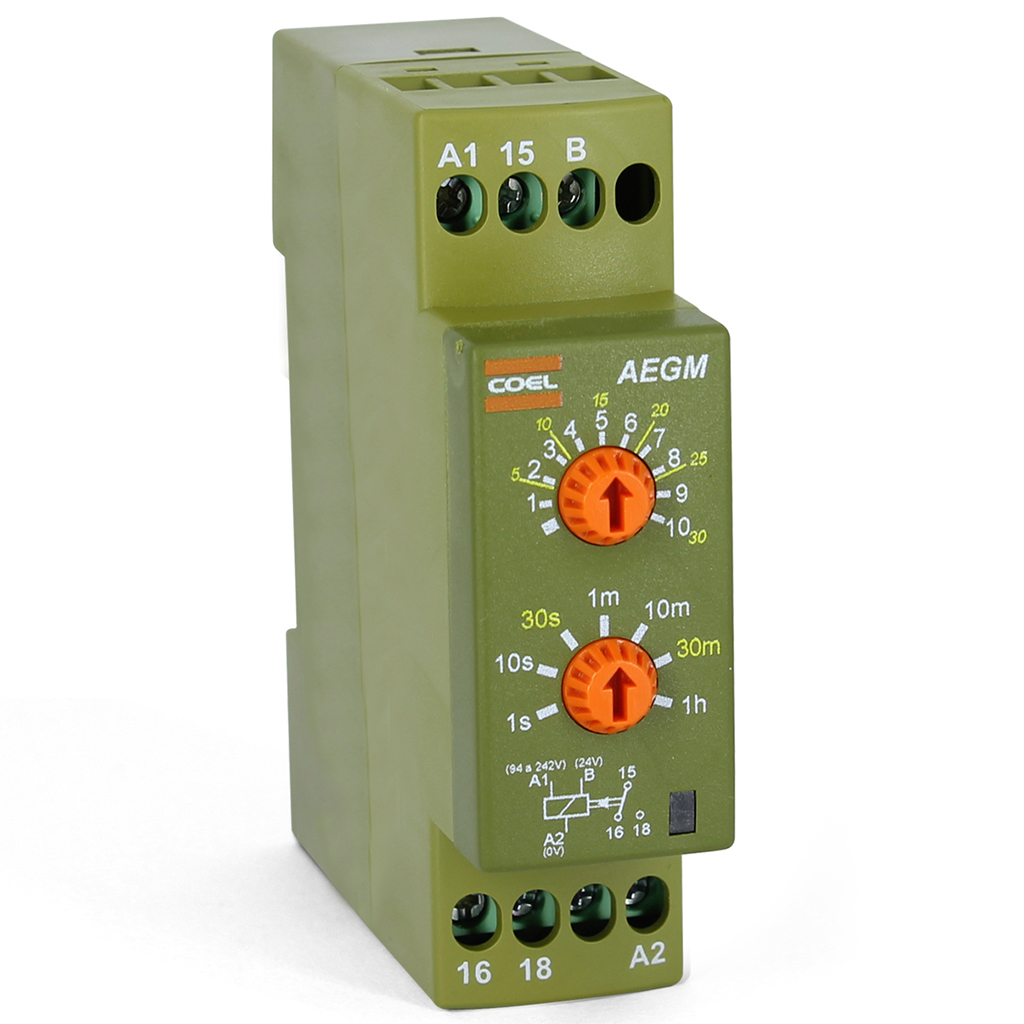 AEGMUMM-S — TEMPORIZADOR RETARDADO, ALIMENTACION 100-, 240 VCA Y 24 VCC/VCA