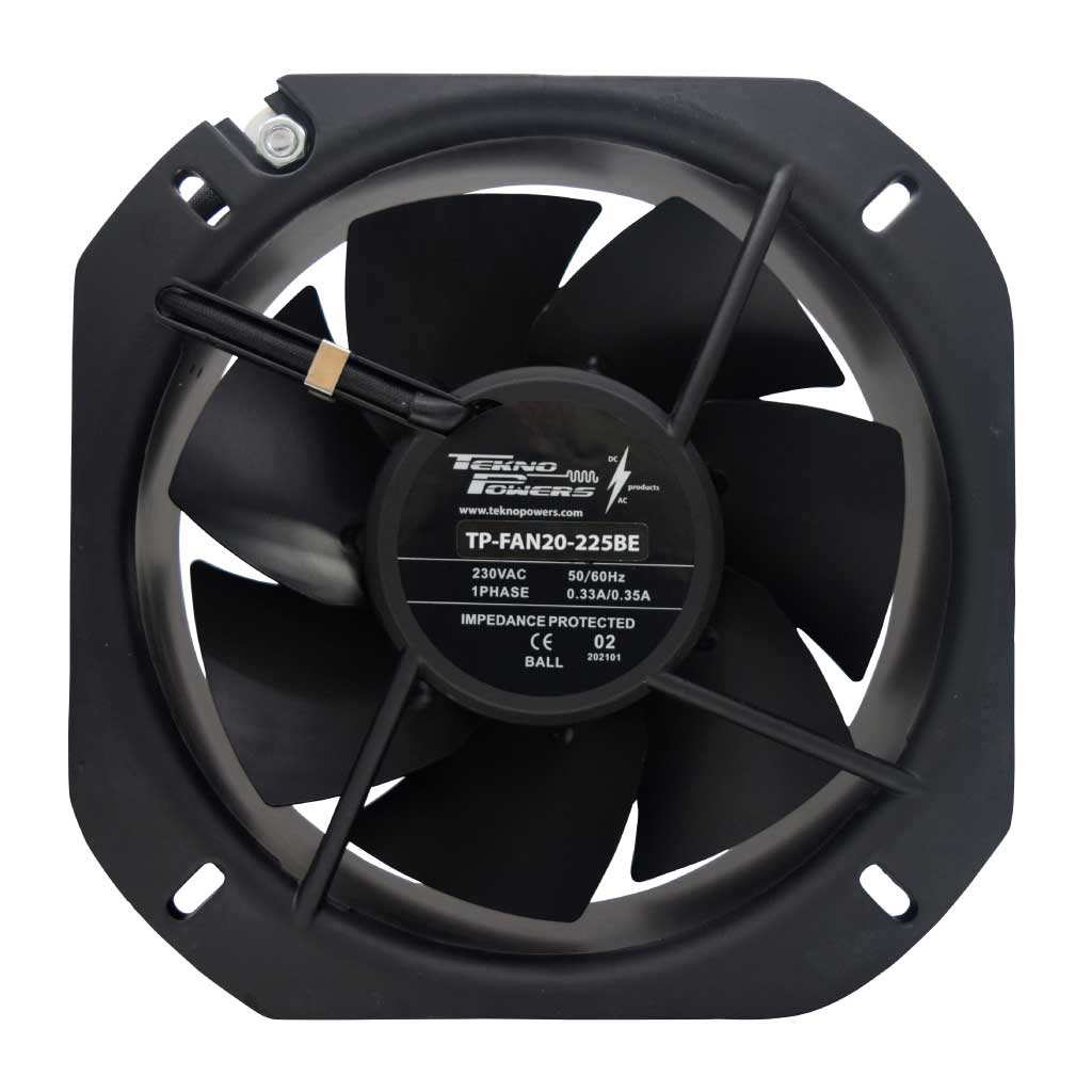 TP-FAN20-225BE — VENTILADOR C/BALERO 220VCA 225X225X80MM, 2300/2600RPM, CFM 586-676, 0.33AMP, #REJILLA 200,(NO INCLUIDA)