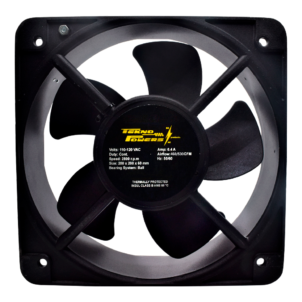 TP-FAN10-200BE — VENTILADOR C/BALERO 120VCA 200X200X60MM, RPM2500-2800, CFM= 460-530, 0.4AMP