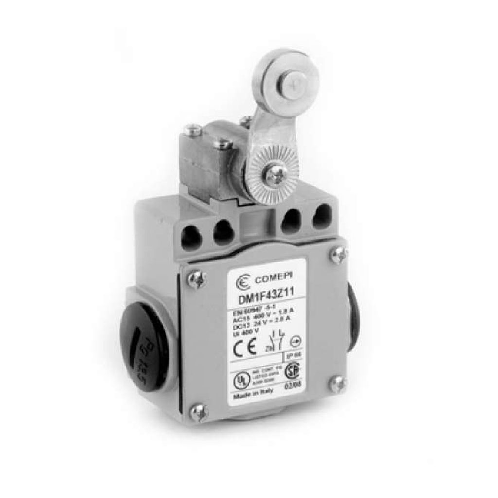 DM1-F43Z11 — MICROSWITCH DE FINAL DE CARRERA  PALANCA, Y ROLDANA METALICA 1NA+1NC, 24V/10A, 120V/6A, 230V/3.1A, 240V/3A