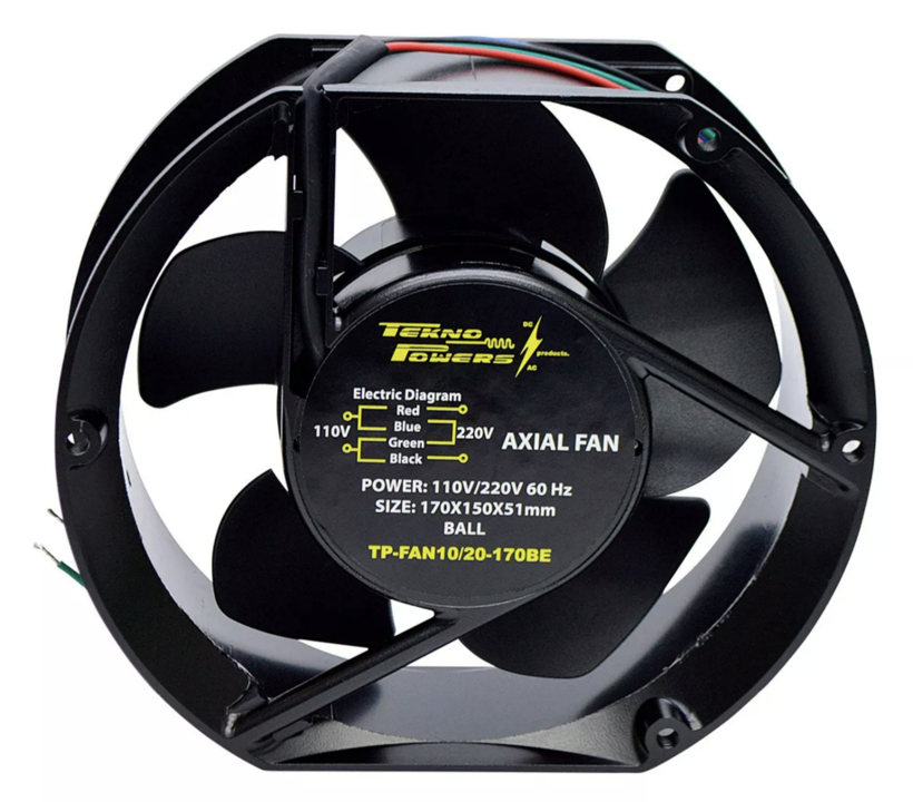 TP-FAN10/20-170BE — VENTILADOR C/BALERO 110/220VCA 170X150X51MM, RPM2650-2950, CFM176-198, 0.4AMP. REJILLA 170P /170PF 170M (NO INCLUIDA)