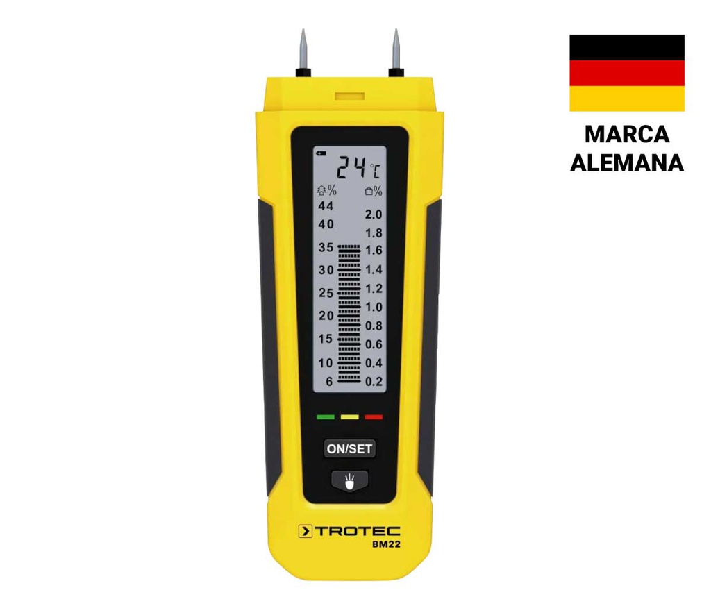 BM22 — MEDIDOR DE HUMEDAD EN °C Y °F, LED INDICADOR