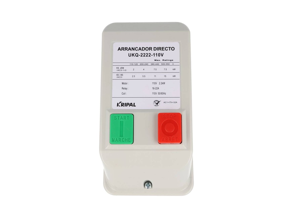 UKQ-2222-110V — ARRANCADOR MAGNÉTICO 16-22A CON CONTACTOR 22A BOBINA 110V