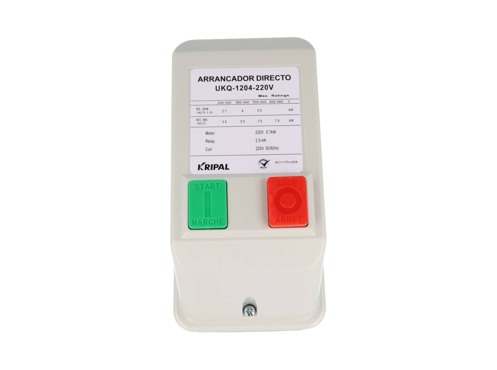 UKQ-1204-220V — ARRANCADOR MAGNÉTICO 2.5-4A CON CONTACTOR 12A BOBINA 220VCA