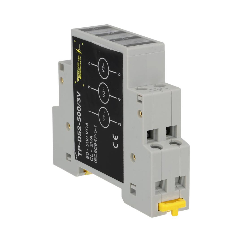 TP-D52-500/3V – VOLTIMETRO DIGITAL TRIFÁSICO 80-500VCA, MONTAJE EN RIEL DIN, 18X81X66MM