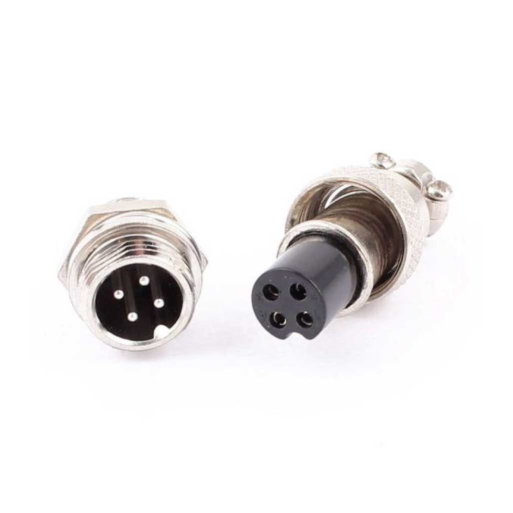 TP-GX20-4P-PK5 – CONECTORES (PAR) GX20 4 PIN MACHO/HEMBRA PARA PANEL Y EXTENSIÓN 5A/400VCA 20MM